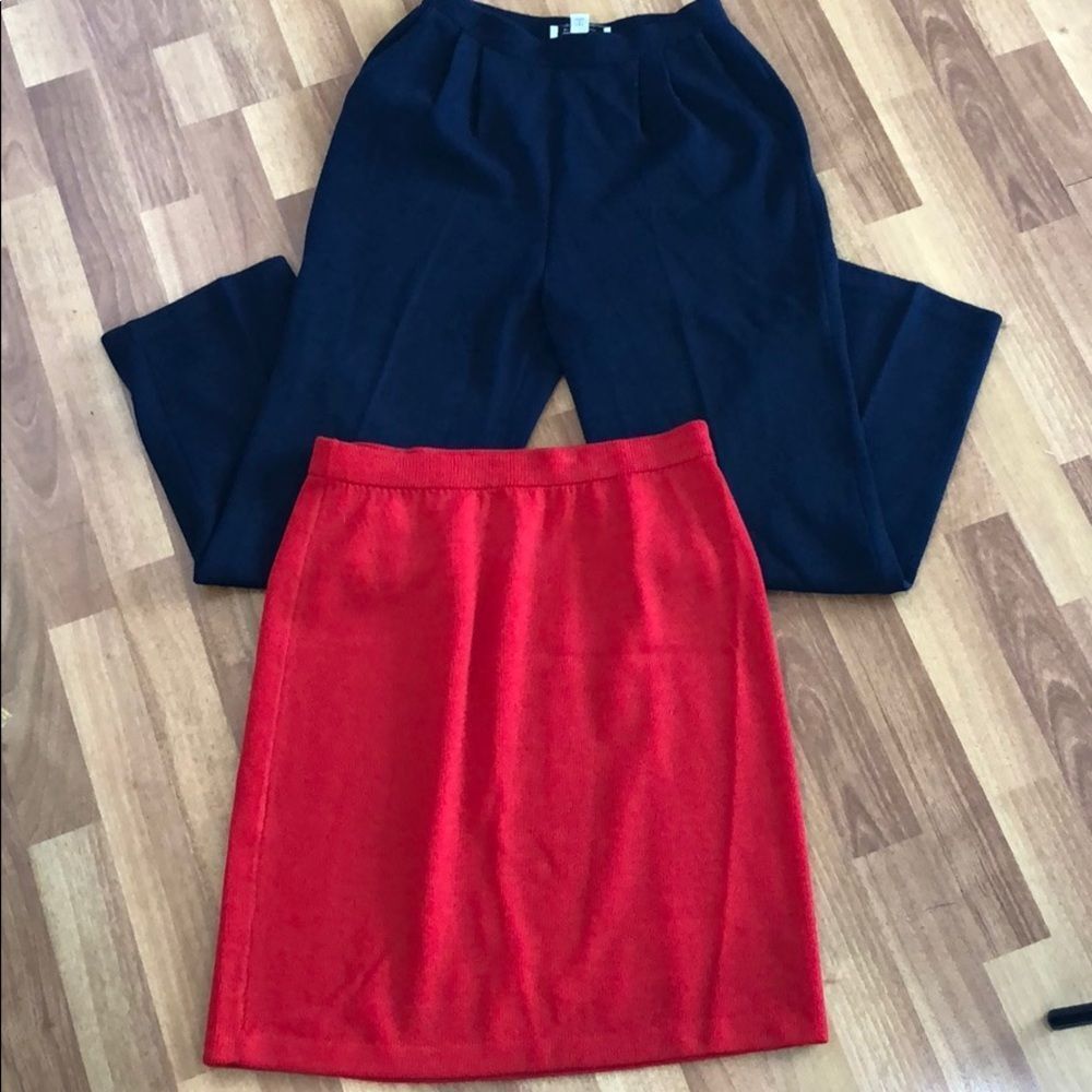 Vintage St. John sailor military knit skirt and pant set M